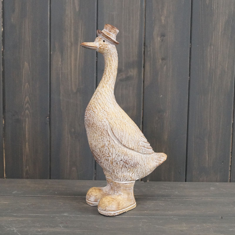 Large Polyresin Duck with Hat detail page